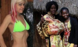 Martina Big, the white woman that has turned her skin Black with melanin injections & extreme tanning. She is now back with an afro.