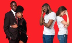 Black men and Black women. Black love couple versus interracial relationships.